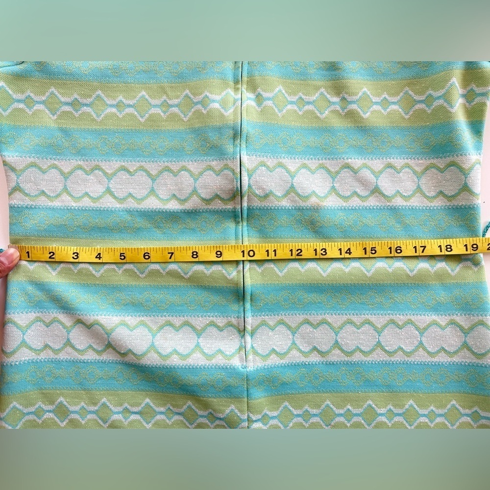 Vintage 70s Flutterby Mod Go Go Geometric Collared Zip Belt Dress - Picture 15 of 15
